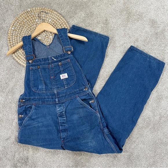Cowden Men’s Vintage 80s Denim Bib Overall Carpenter Ranch Barn Workwear 32X28 - Picture 1 of 14